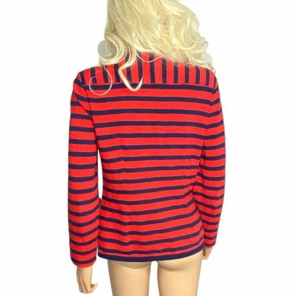 CABI Au Revoir Yacht Club Nautical Knit Blazer M Red Blue Stripe - Picture 7 of 12